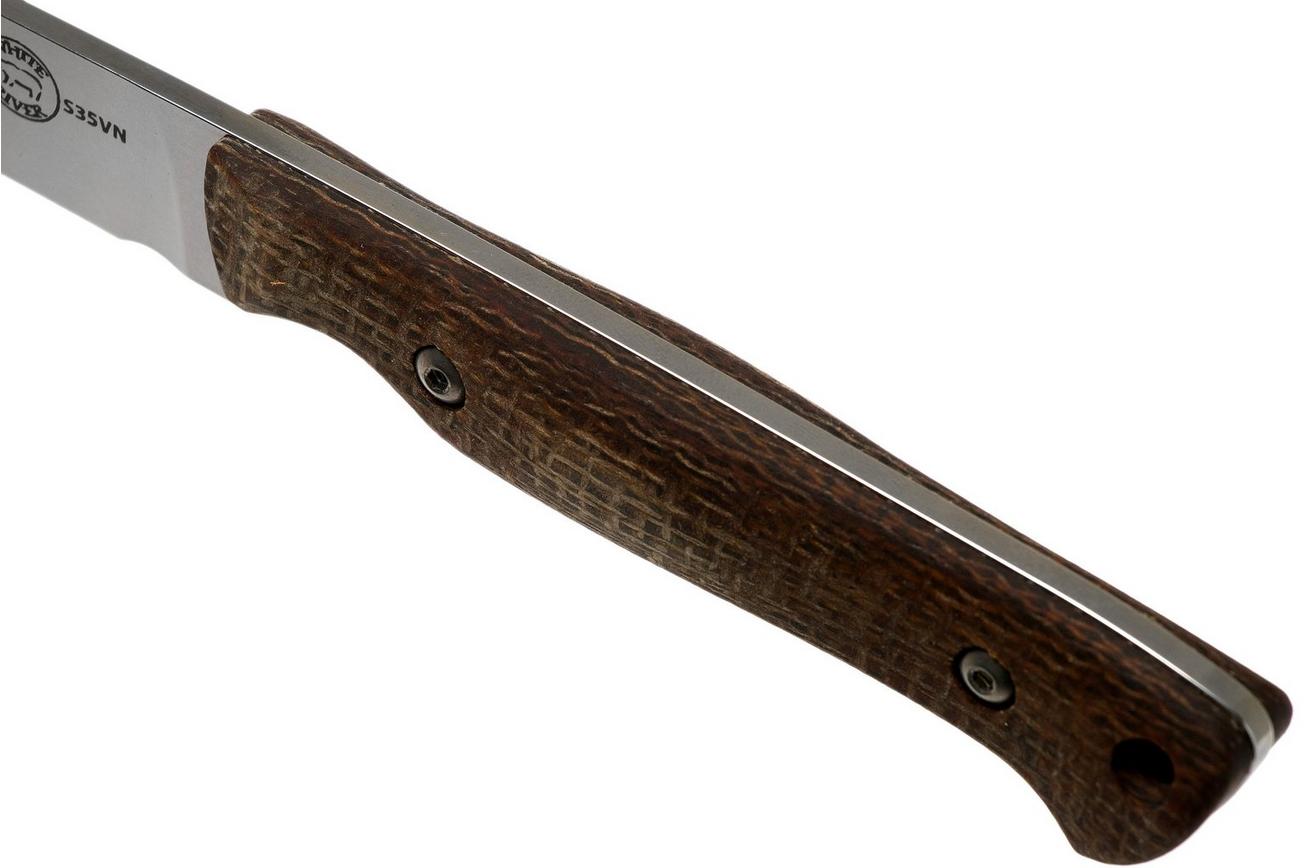 White River Knives Small Game Knife Natural Burlap Micarta jachtmes, Owen Baker Jr. design