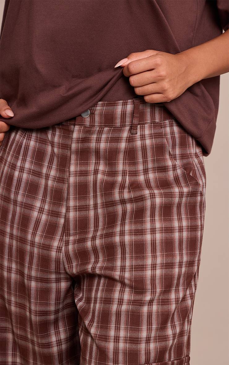 Marron Pantalon Cargo Taille Haute Jambes Larges Avec Boucles Shape