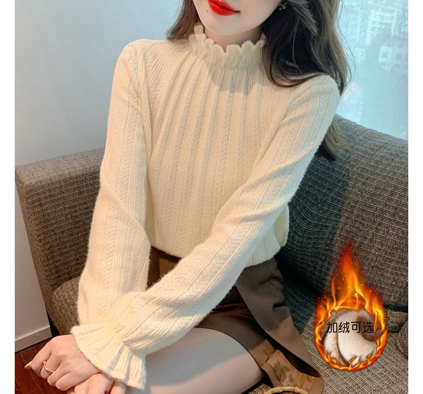 Essere - Blouse met pofmouwen, hoge hals en uitlopende manchetten van kant
