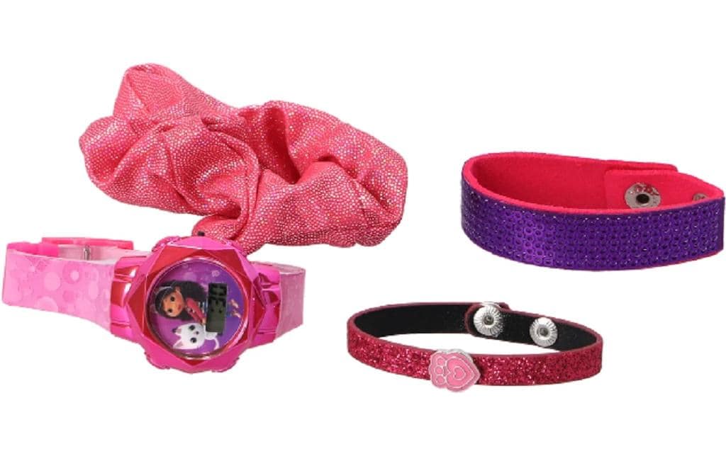 LCD Uhr Geschenkset Gabbys Doll Blau/LilaLeuchtende Kinderuhr mit digitaler Anzeige