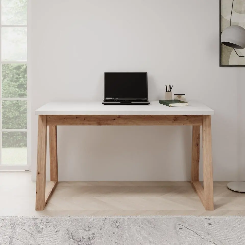 Meubella - Ithaca - Bureau - Wit - 135x65 cm
