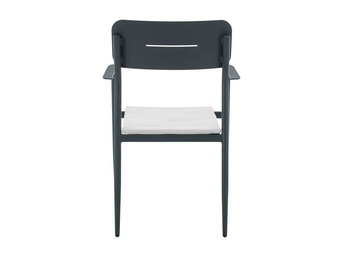 Lot de 2 fauteuils de jardin empilables en aluminium avec coussin blanc - Anthracite - LOTTYS de MYLIA