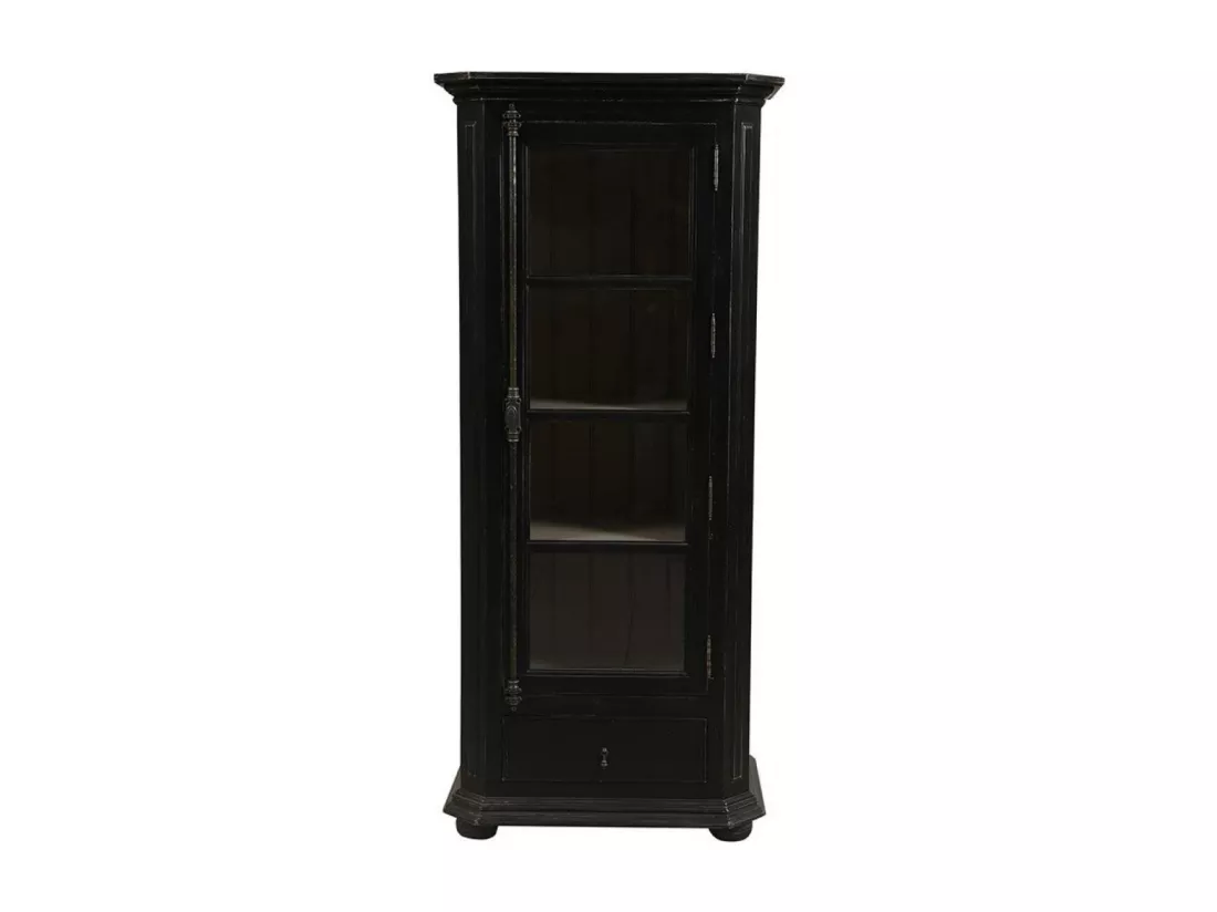 Vitrine 1 porte Bois-MDF Noir - Bruges Interior's