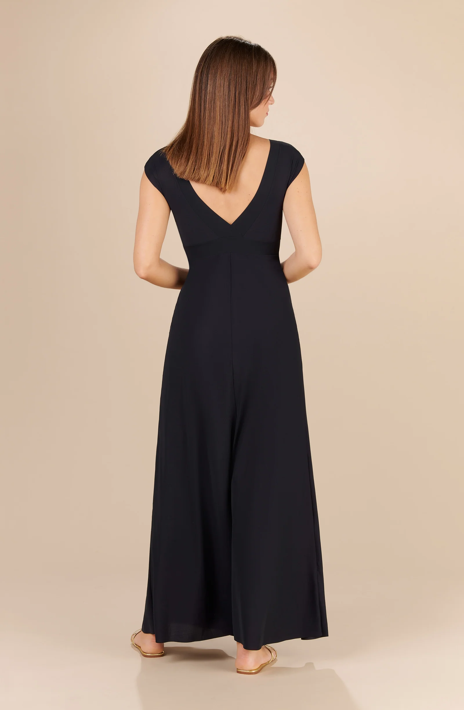 zaelie Robe longue décolleté en voile léger noire Noir