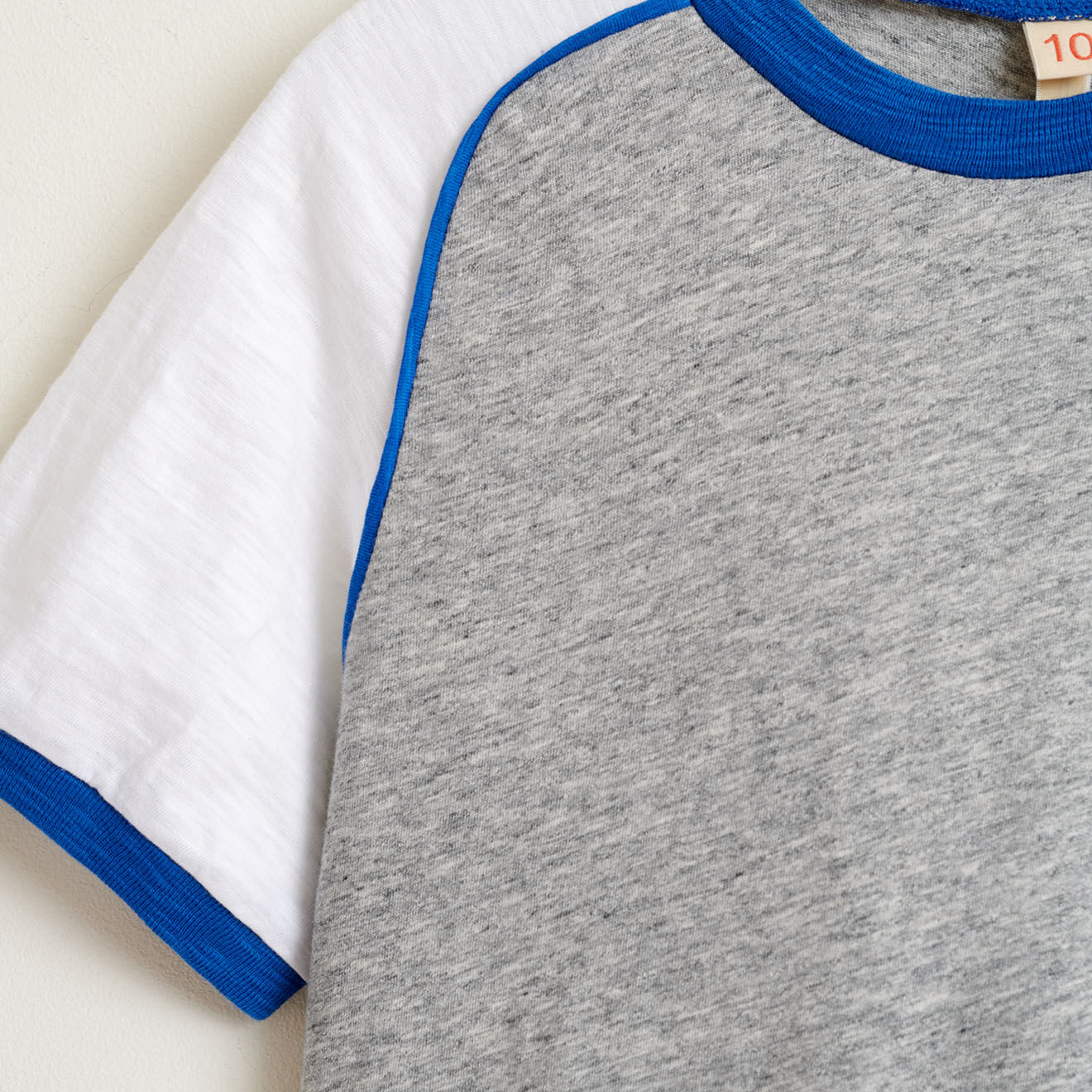 Bellerose T-Shirt Moby en Coton tricolore gris/blanc/bleu