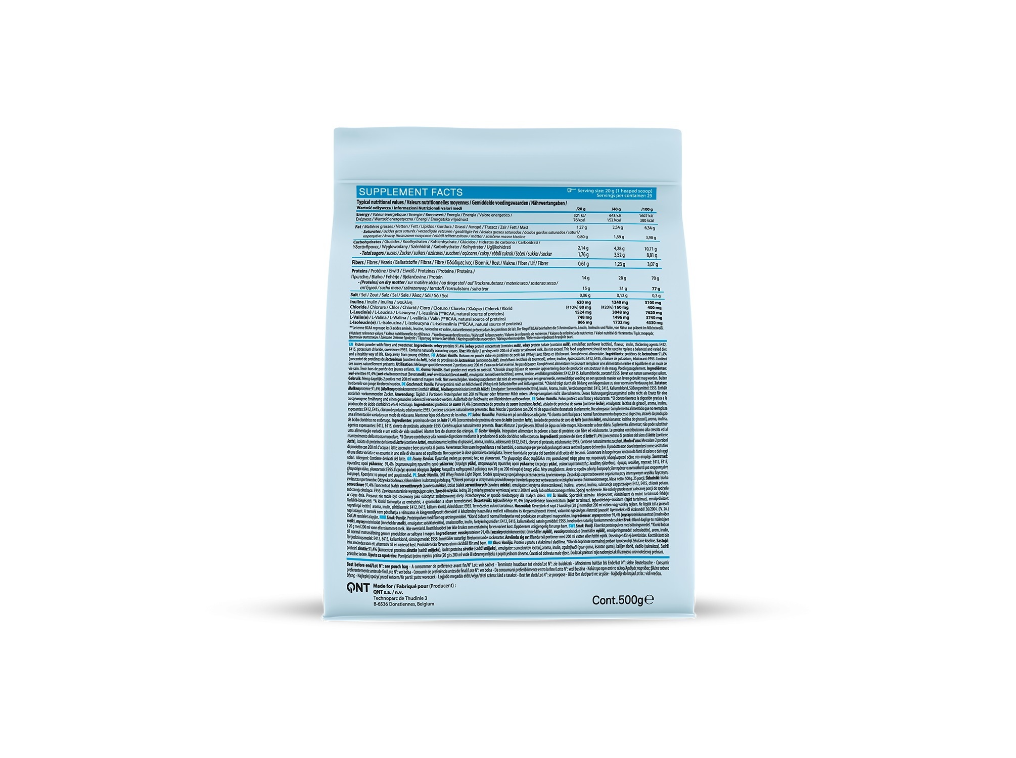 PROTEINA WHEY QNT BAUNILHA LIGHT DIGEST 500G