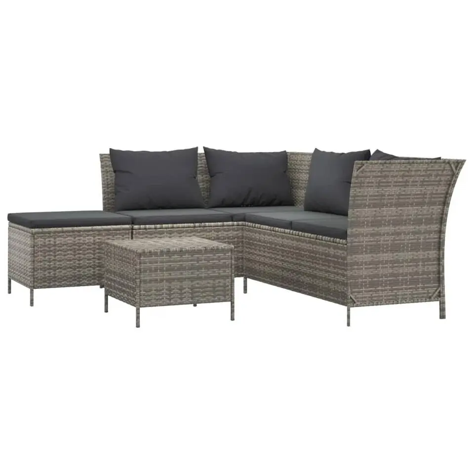 vidaXL - Loungeset - Grijs - Poly rattan