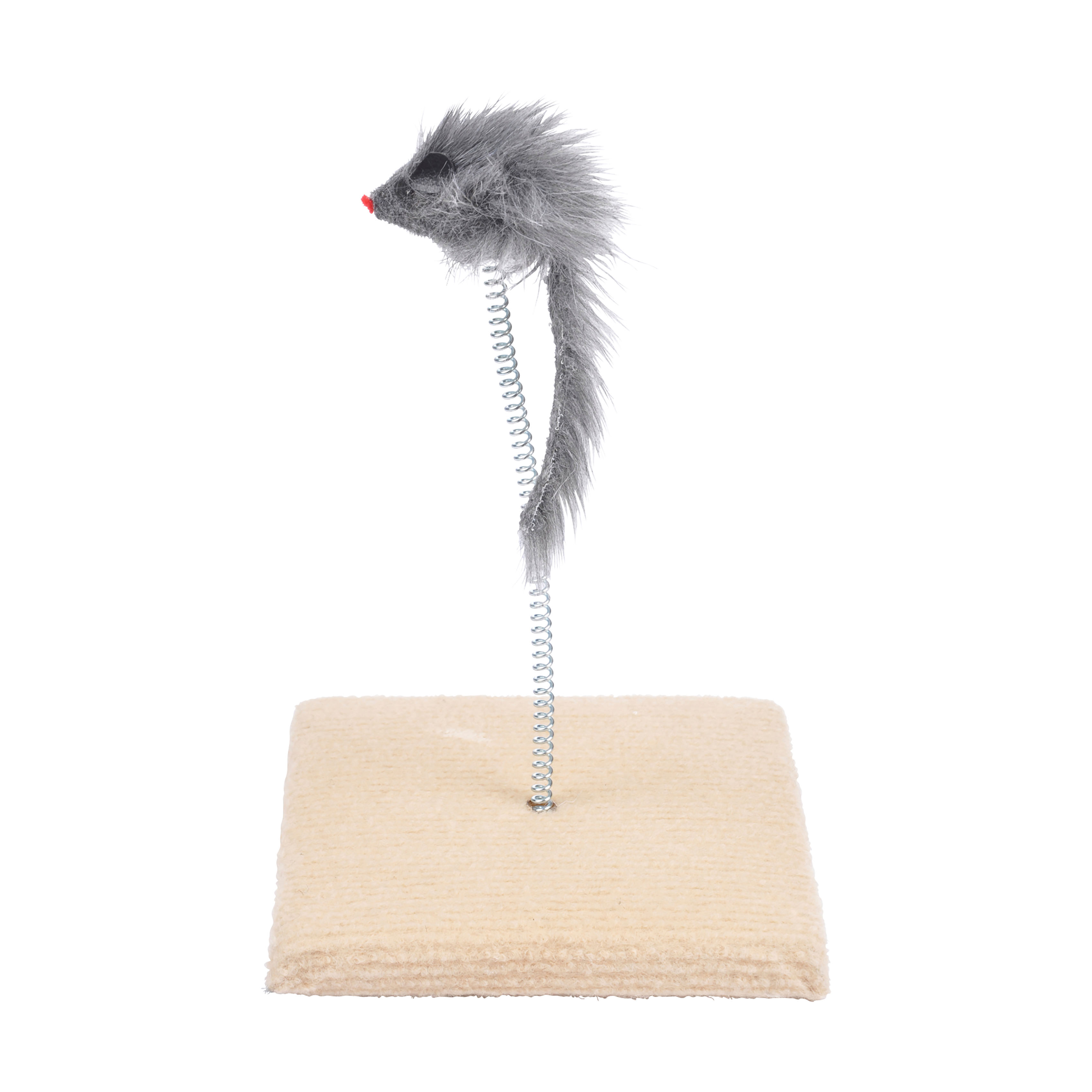 Jouet souris à ressort sur socle pour chat H 16cm