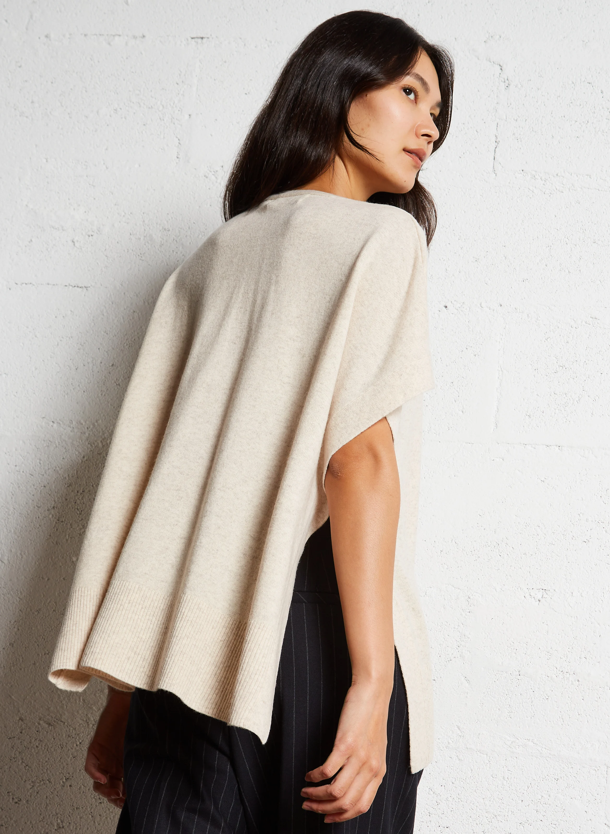 KATIE - Poncho en laine de mérinos | Marron