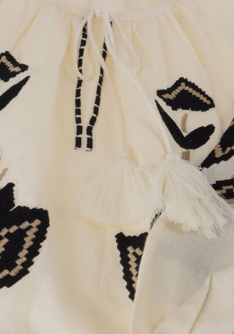 SUMMUM gebroken wit summum blouse top linnen heavy embroidery