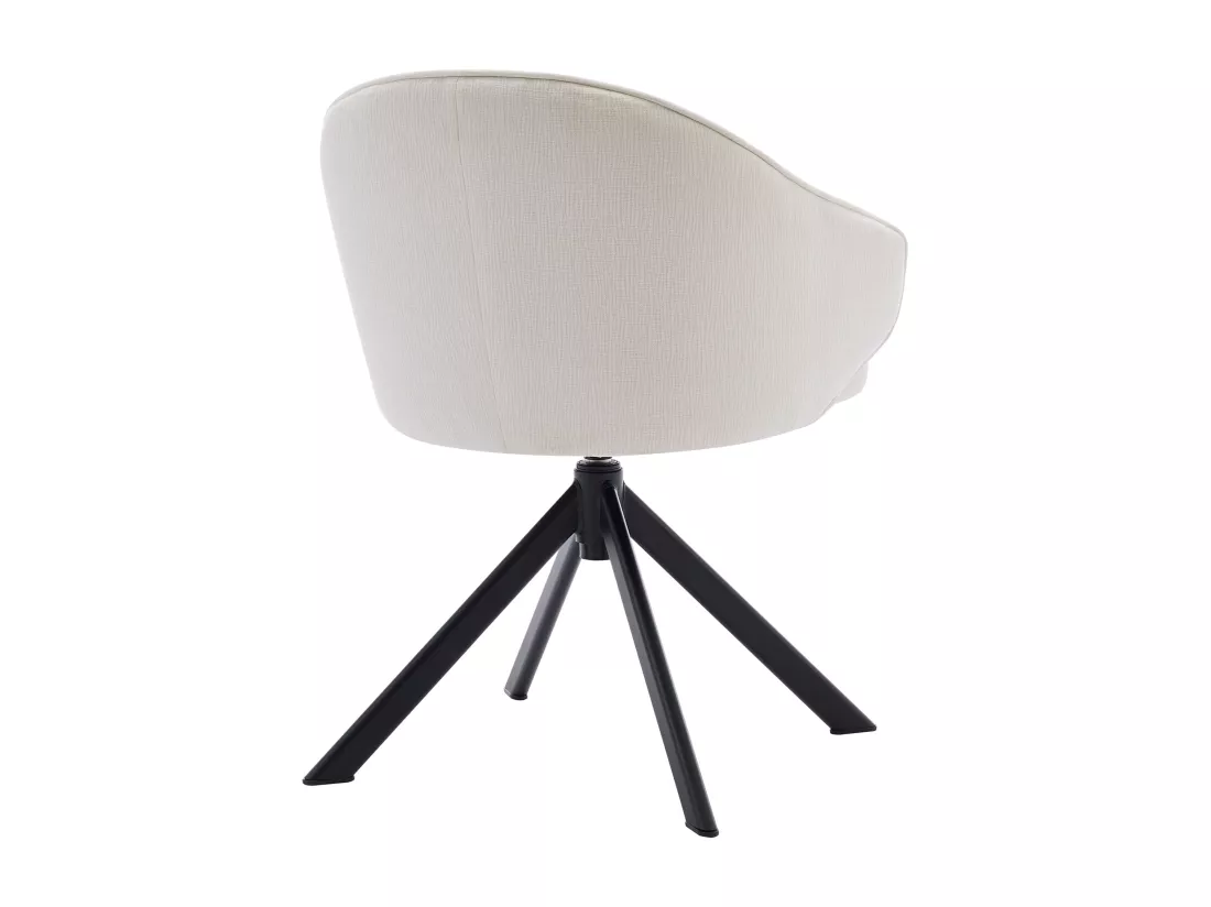 Lot de 2 chaises pivotantes avec accoudoirs en tissu texturé et métal noir - Crème - VEXONI de Pascal Morabito