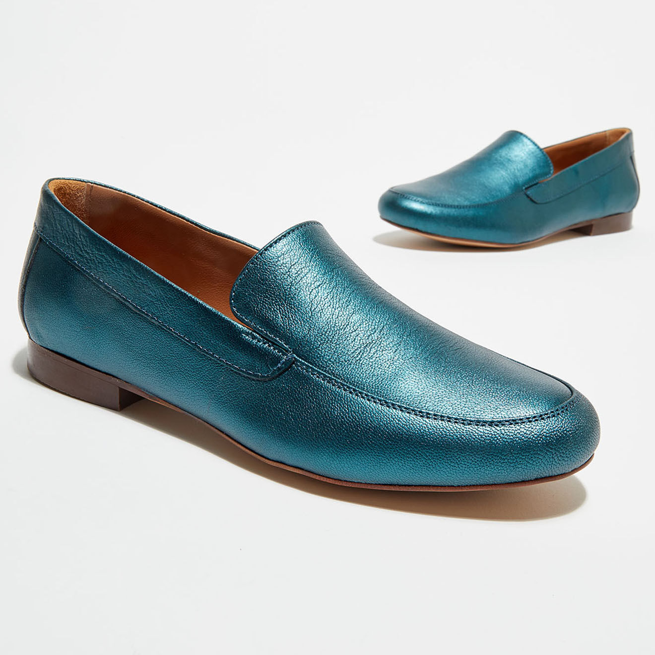 Quartier Latin Mocassins en Cuir Love irisés émeraude