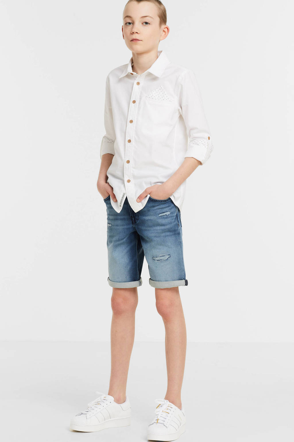 JACK & JONES regular fit jeans bermuda JJIRICK stonewashed