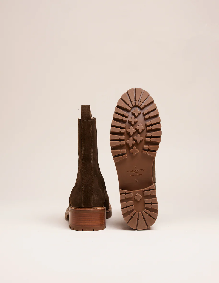 Bottines plates Dorianne - Suède kaki