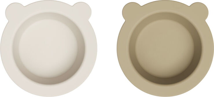 Liewood Peony suction bowl 2-pack Sandy / oat mix