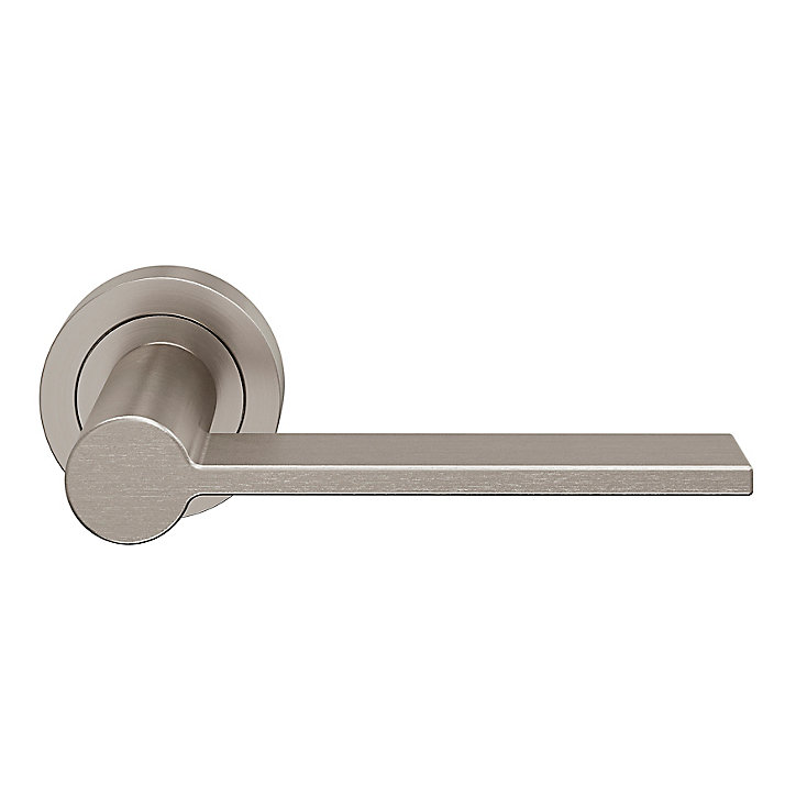 Ensemble poignée sur rosace Droit à visser GoodHome Dotz effet nickel satin gris Ø52mm