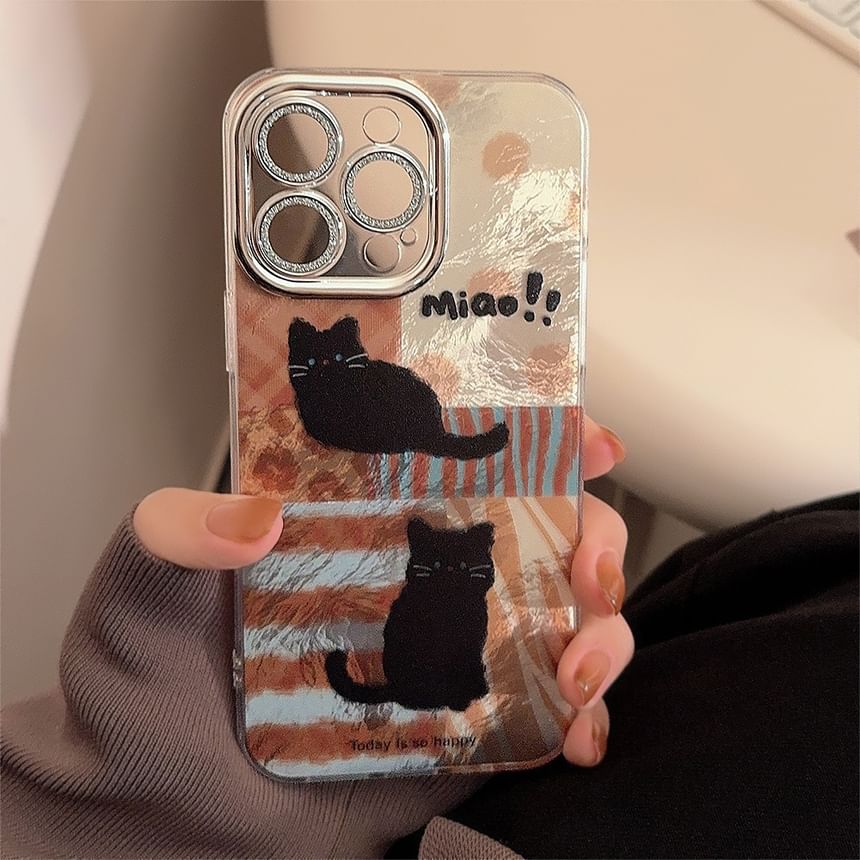 Mobby - Cat Metallic telefoonhoesje - iPhone 16 Pro Max / 16 Pro / 16 Plus / 16 / 15 Pro Max / 15 Pro / 15 Plus / 15 / 14 Pro Max / 14 Pro / 14 Plus / 14 / 13 Pro Max / 13 Pro / 13 / 13 Mini