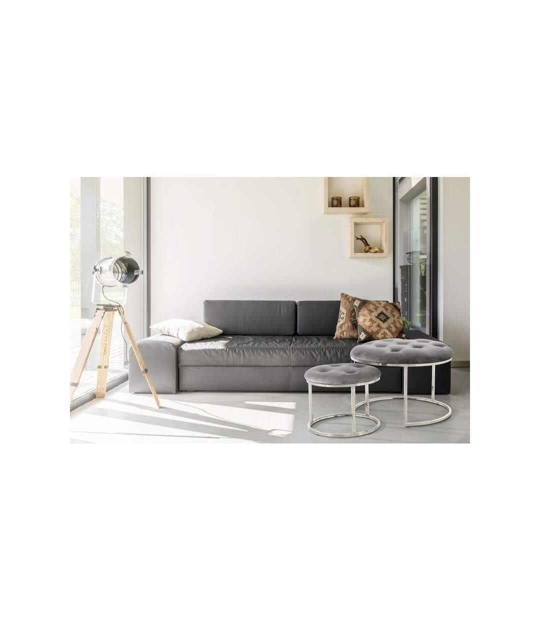 Paris Prix - Lot De 2 Tabourets becky 60cm Gris & Argent