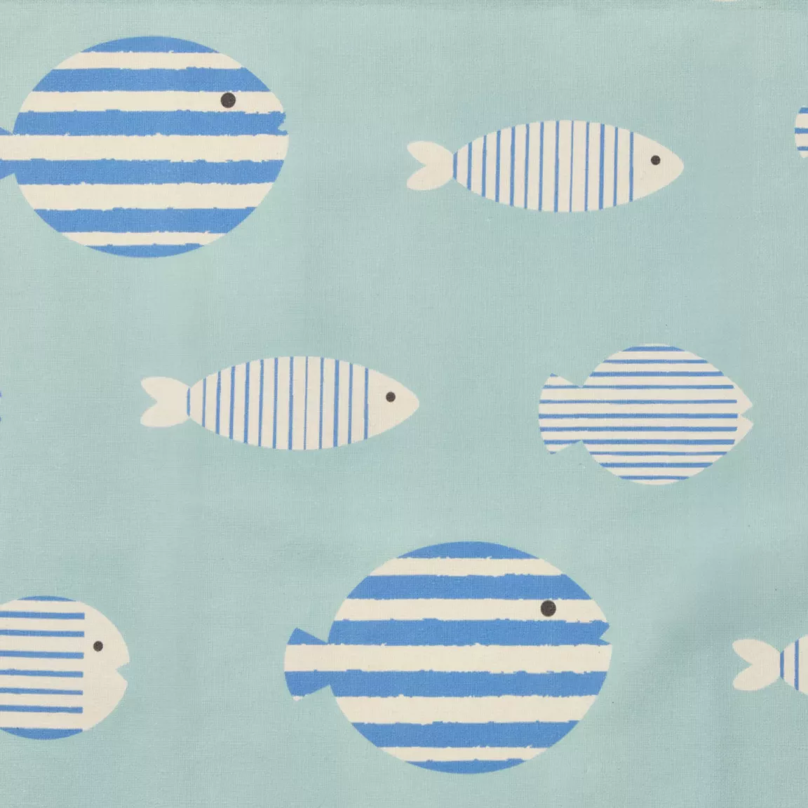 Nappe rectangulaire coton enduit (150 x 250 cm) Fish Bleue