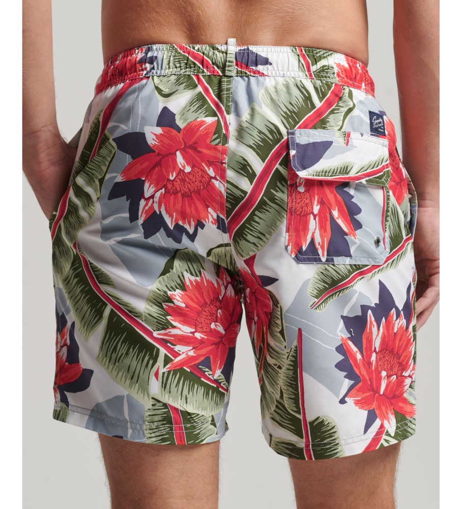 Maiô havaiano da Superdry feito com material reciclado multicolorido.