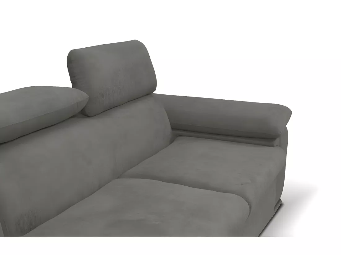 Canapé d'angle gauche convertible en tissu anthracite avec coffre de rangement FABIEN