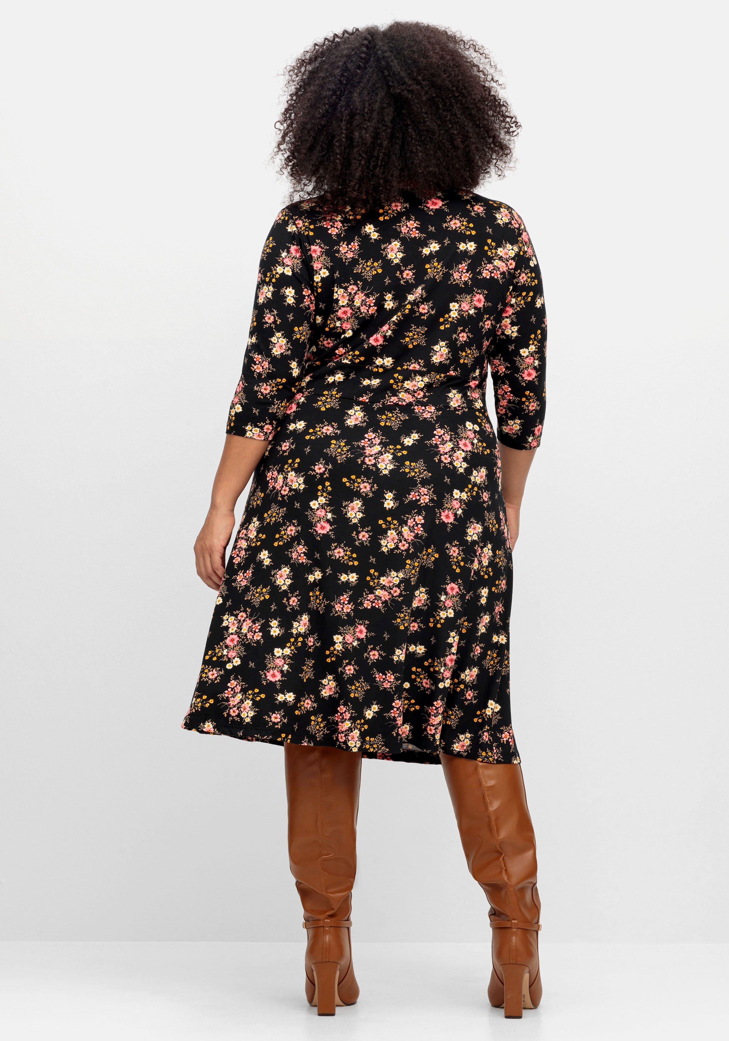 Jerseykleid in Wickeloptik, mit Blumendruck