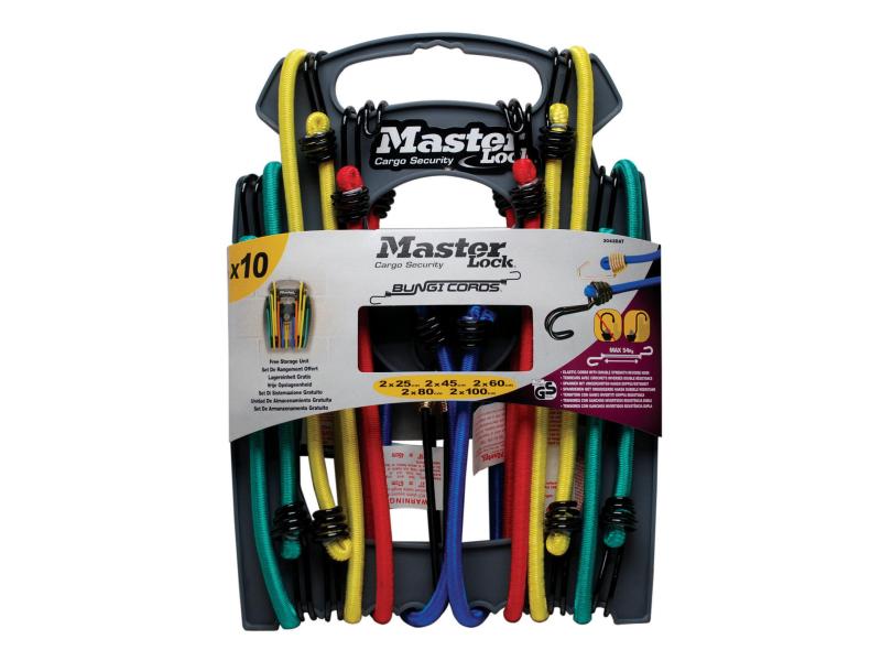 Masterlock Gummi-Spannseilset 10 Stück Mit 10 Seilen zur Ladungssicherung