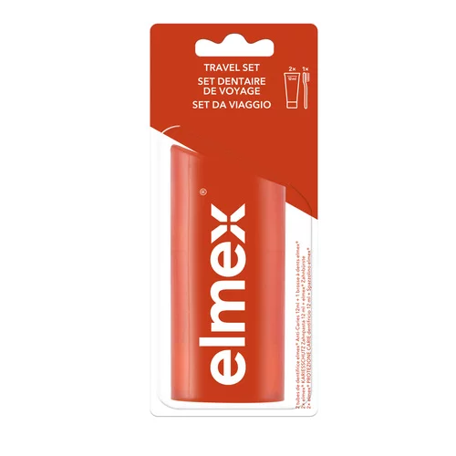 Elmex Anti-Caries Original Kit Voyage 0% Colorant - 1 brosse à dents + 2 mini dentifrices 12ml