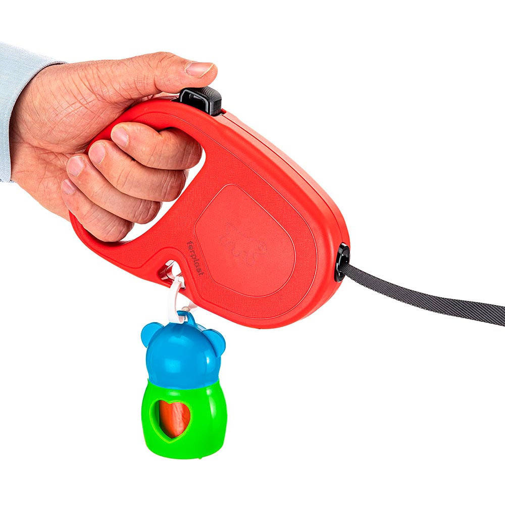 Laisse rétractable pour grands chiens flippy one tape l, sangle extensible 5 m, max 50 kg, rouge
