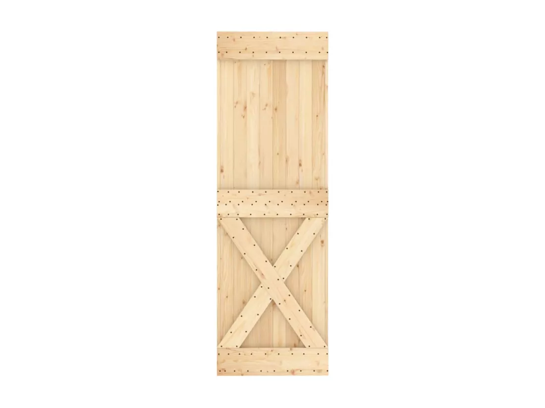 Porte coulissante et kit de quincaillerie 70x210 cm pin massif