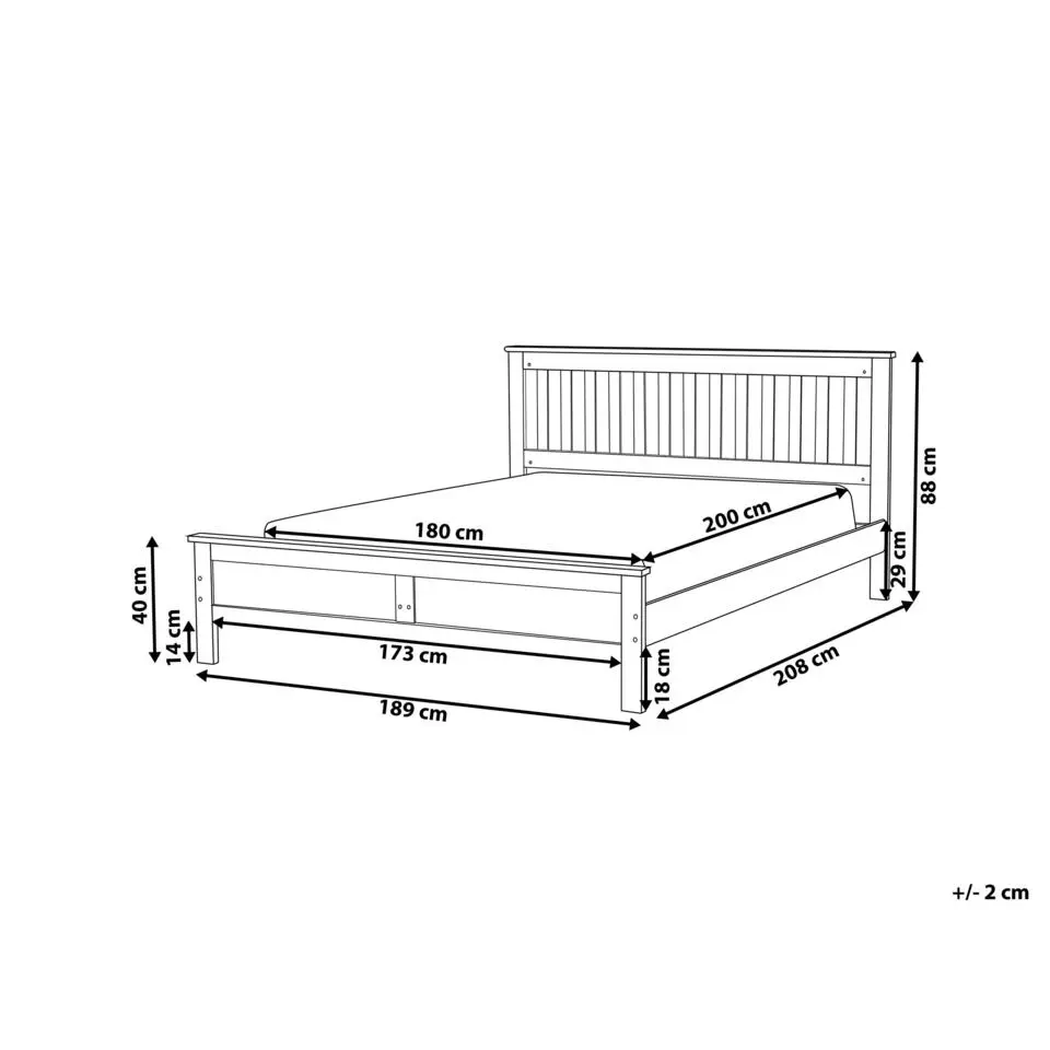 MAYENNE - Tweepersoonsbed - Donkerbruin - 180 x 200 cm - Dennenhout