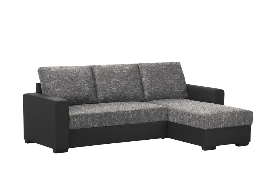 Ecksofa Navarra Grau, Schwarz rechts