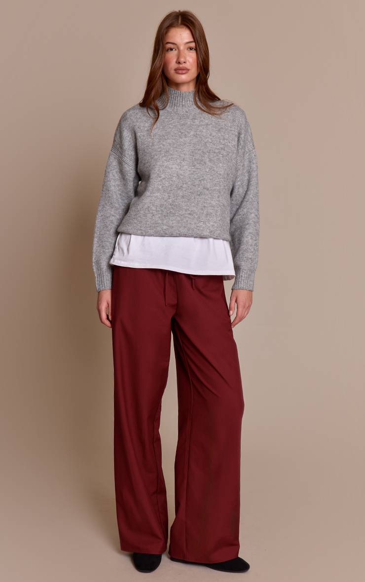 Prune Pantalon Ample Taille Basse En Tissu Tissé Avec Cordon De Serrage