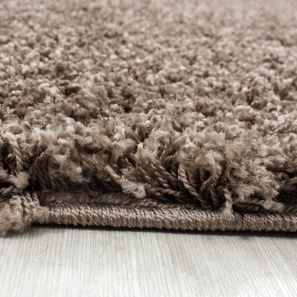 Basic Rond Shaggy vloerkleed Caramel Hoogpolig - 200 CM ROND