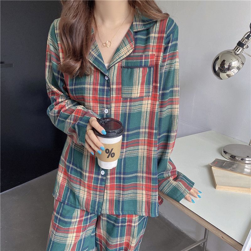 Gecko - Bijpassende pyjamaset voor koppels: geruite top + broek