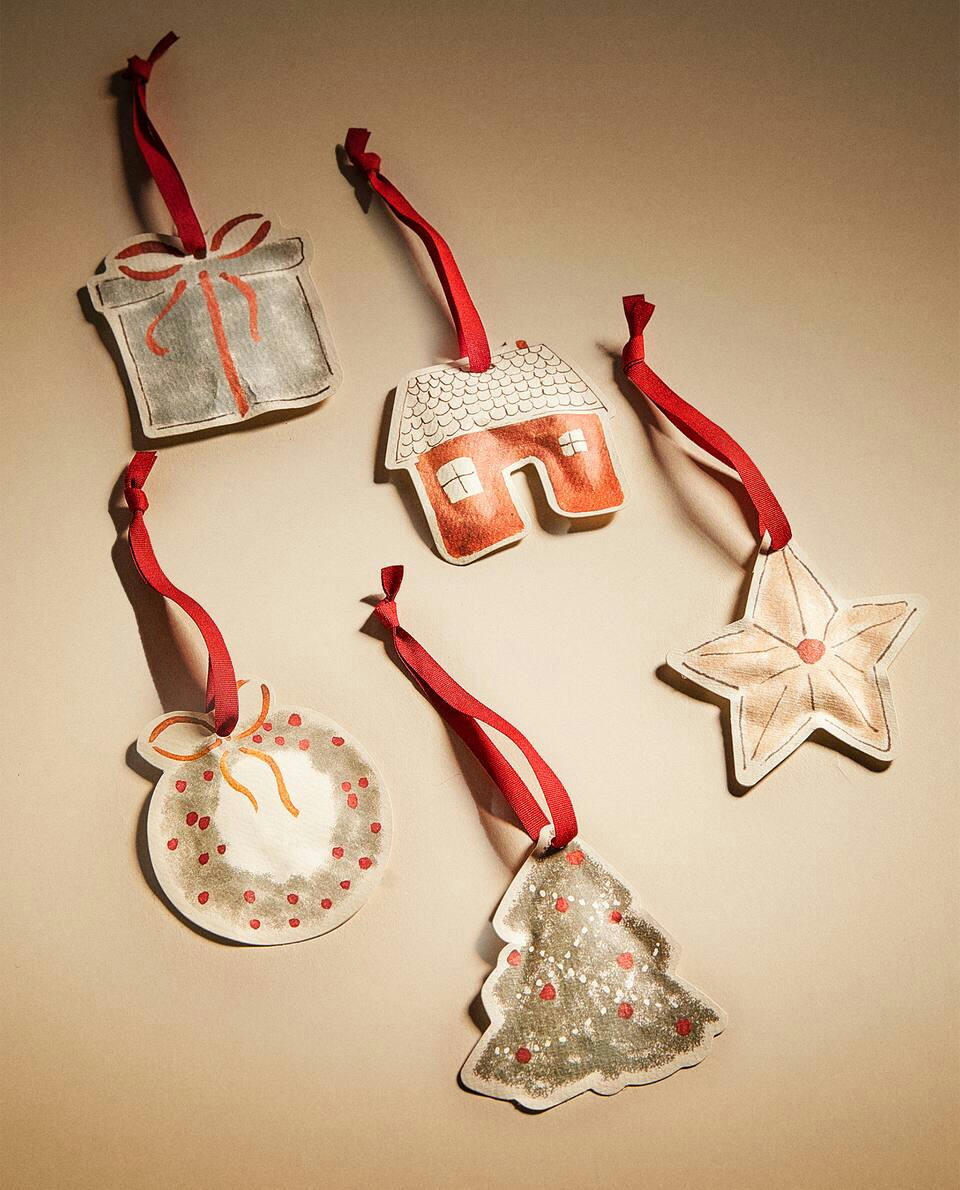 Pacote com 5 etiquetas decorativas para figuras de Natal infantis