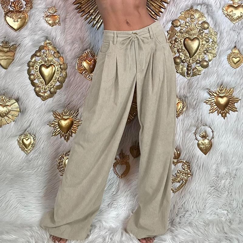 Cincine - Corduroy broek met hoge taille en wijde pijpen
