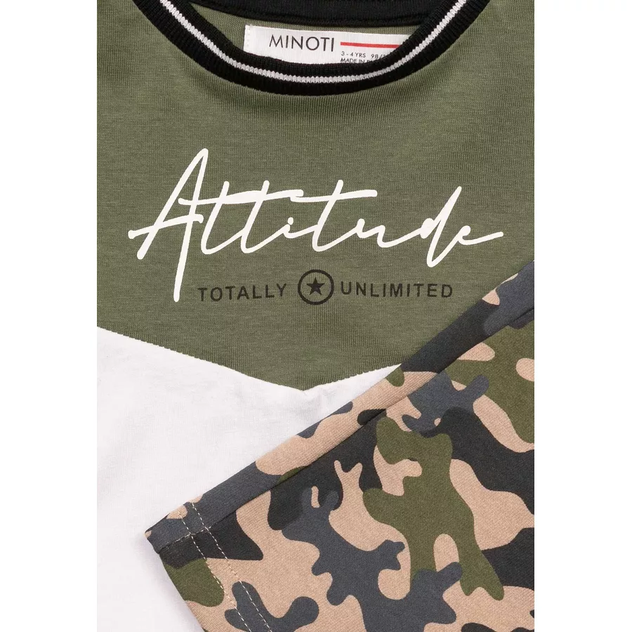 MINOTI T-Shirt und Shorts im Set KhakigrünWeiß