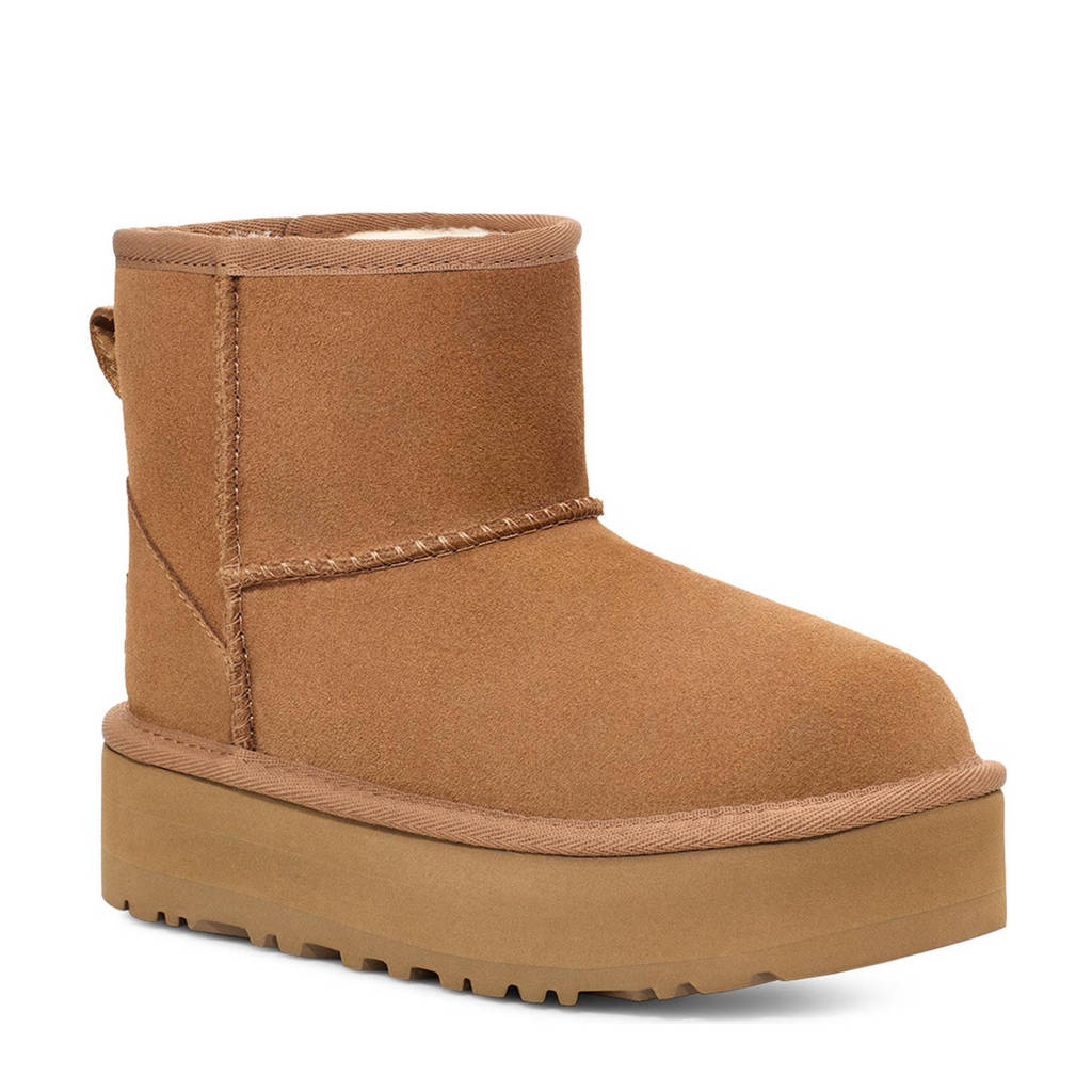 UGG suède platform enkelboots camel