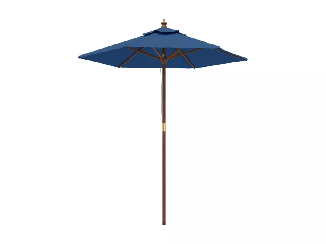 Parasol de jardin avec mât en bois bleu azuré 196x231 cm