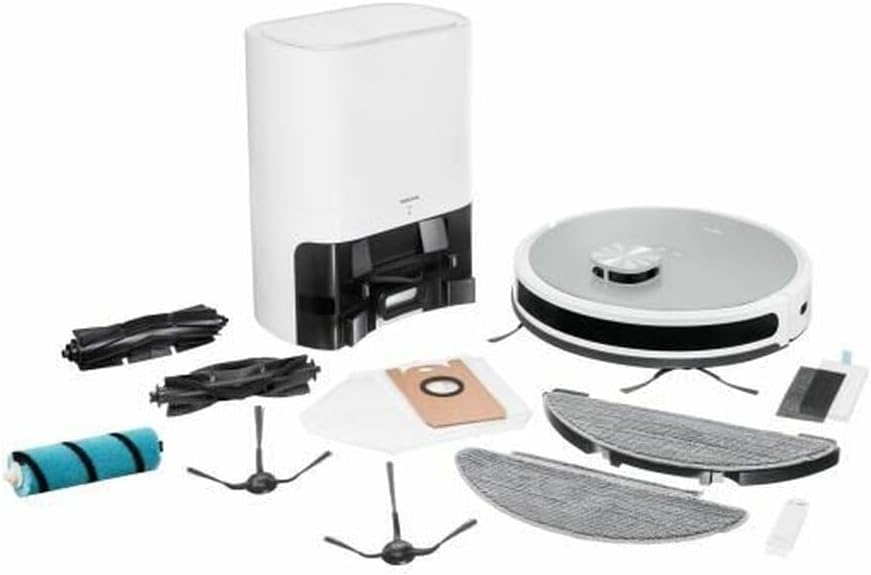 MEDION Saugroboter mit Absaugstation und Wischfunktion X21 SW (Lasernavigation, Starke 3000Pa Saugkraft, 2in1 Roboterstaubsauger, präzise Kartenerstellung, Go & No Go Bereiche, mehrere Etagen)
