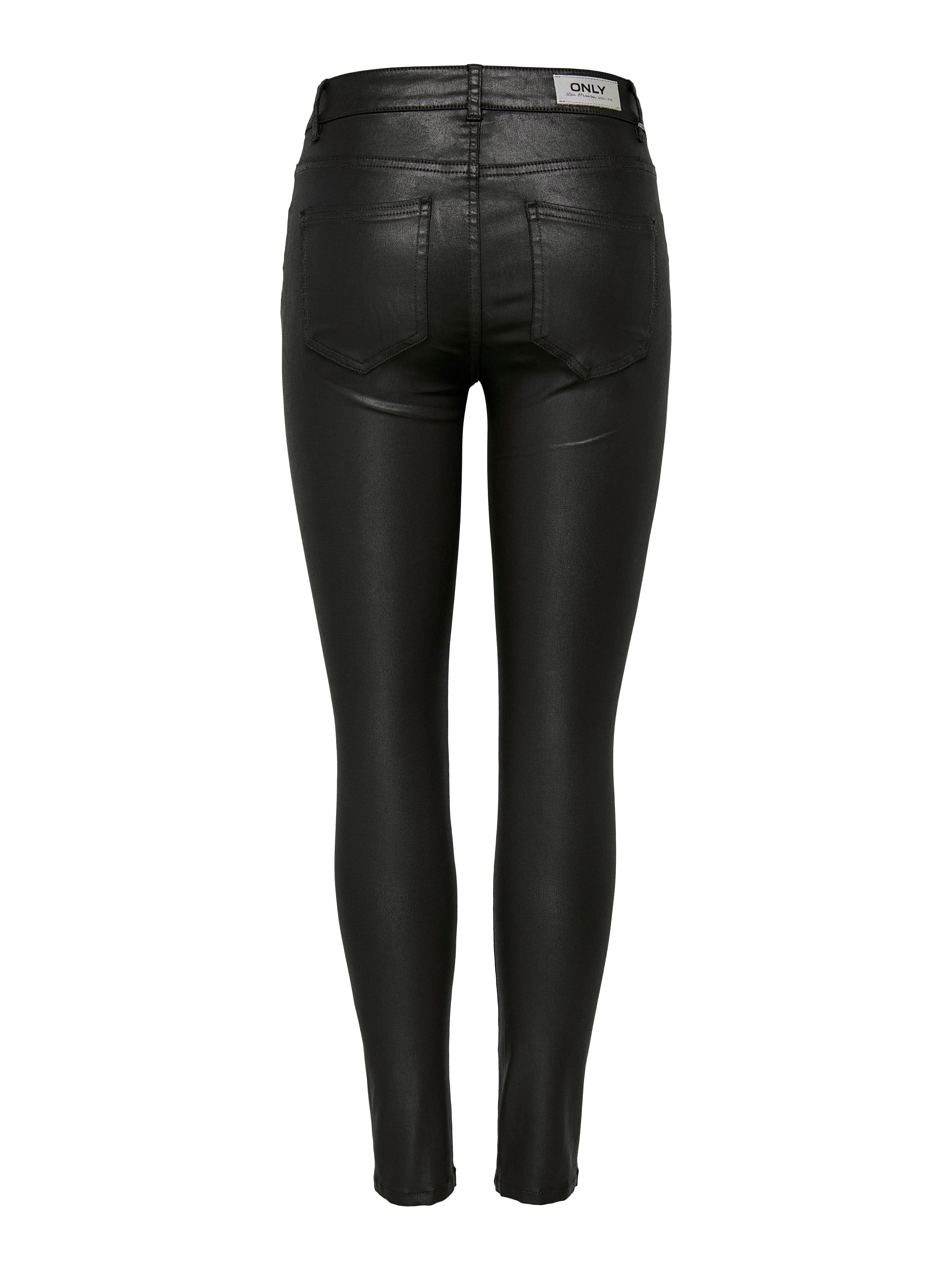 ONLHUSH Mittlere Taille Skinny Fit Hose in Lederoptik Black