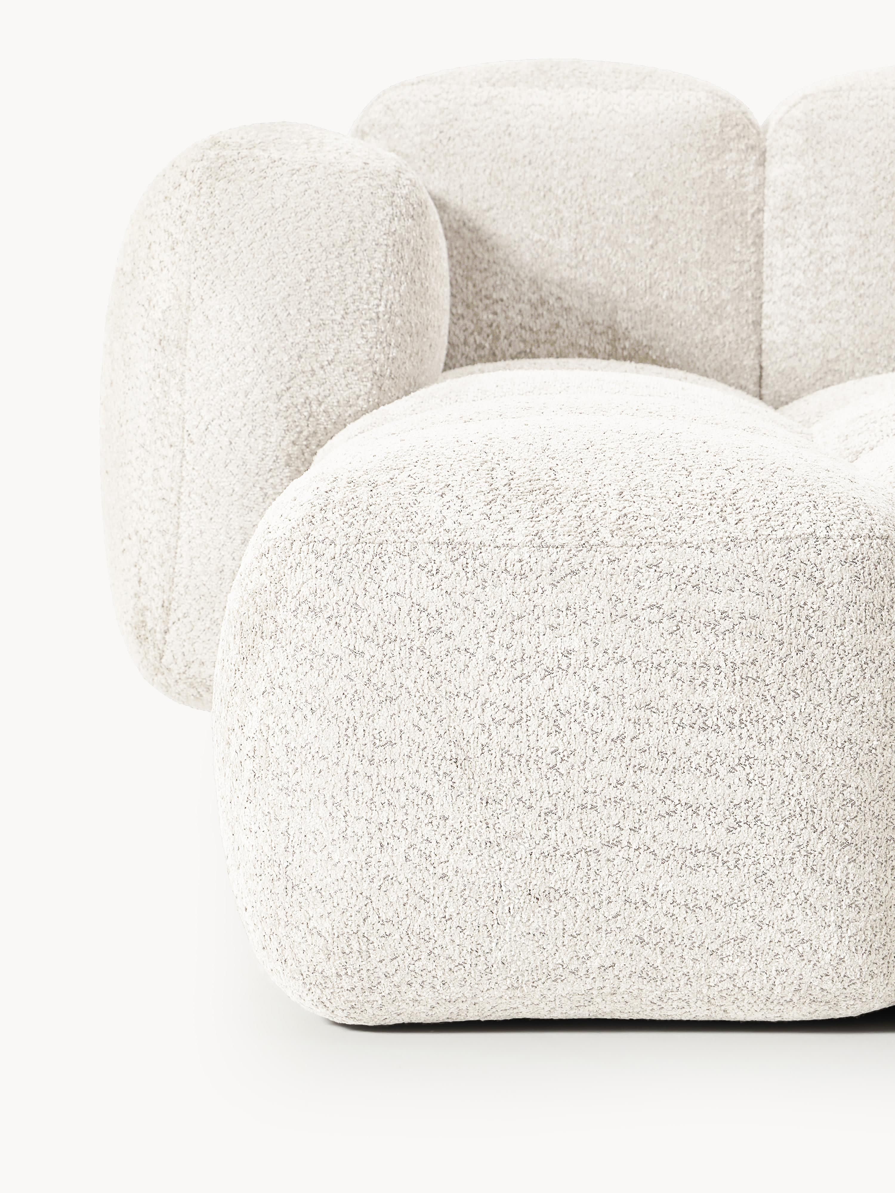 Modulaire bank Tayla (4-zits) van teddy bouclé met poef (links/rechts)