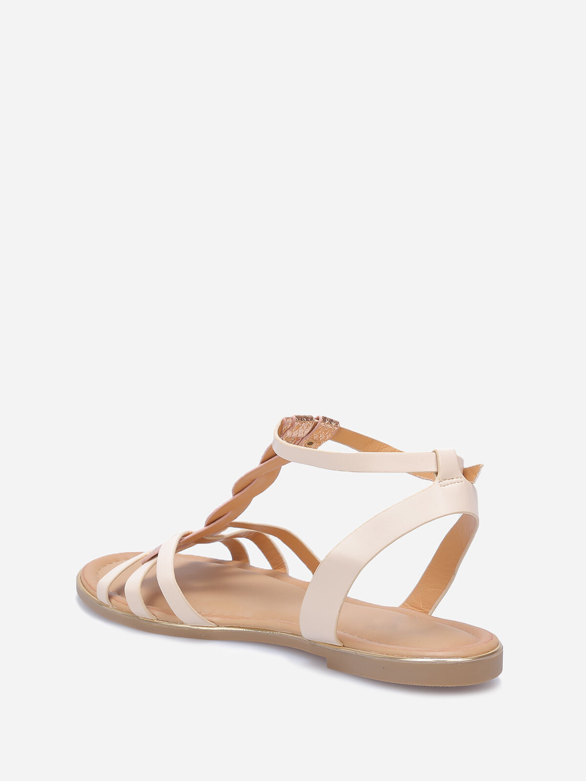 Nu-pieds à brides tressées style écailles- Beige