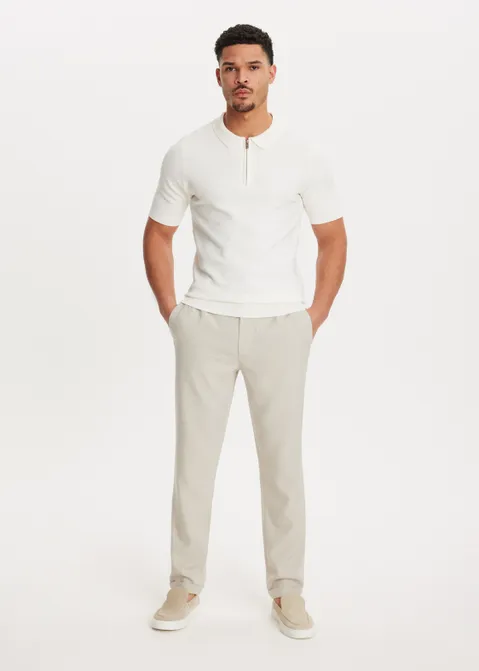 Pantalon met gemêleerde look zand (ZND.L)