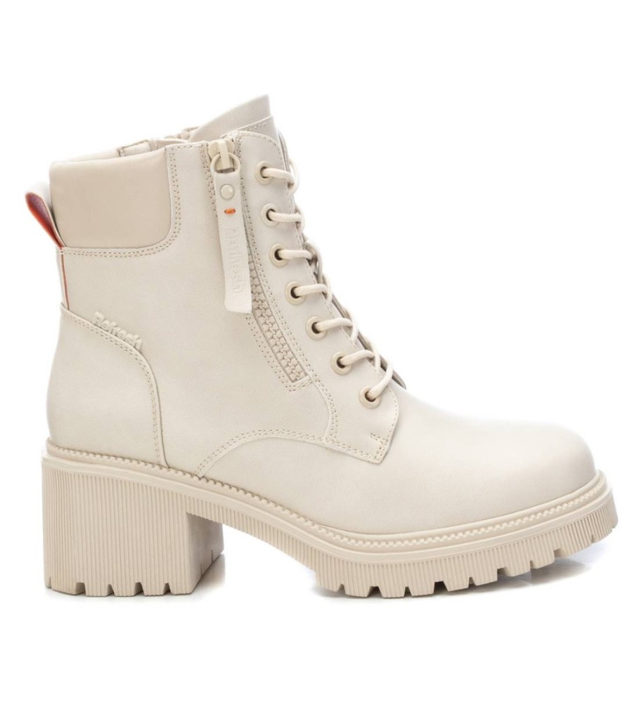 Botas de cano curto Refresh 171263 bege - altura do salto: 6 cm -
