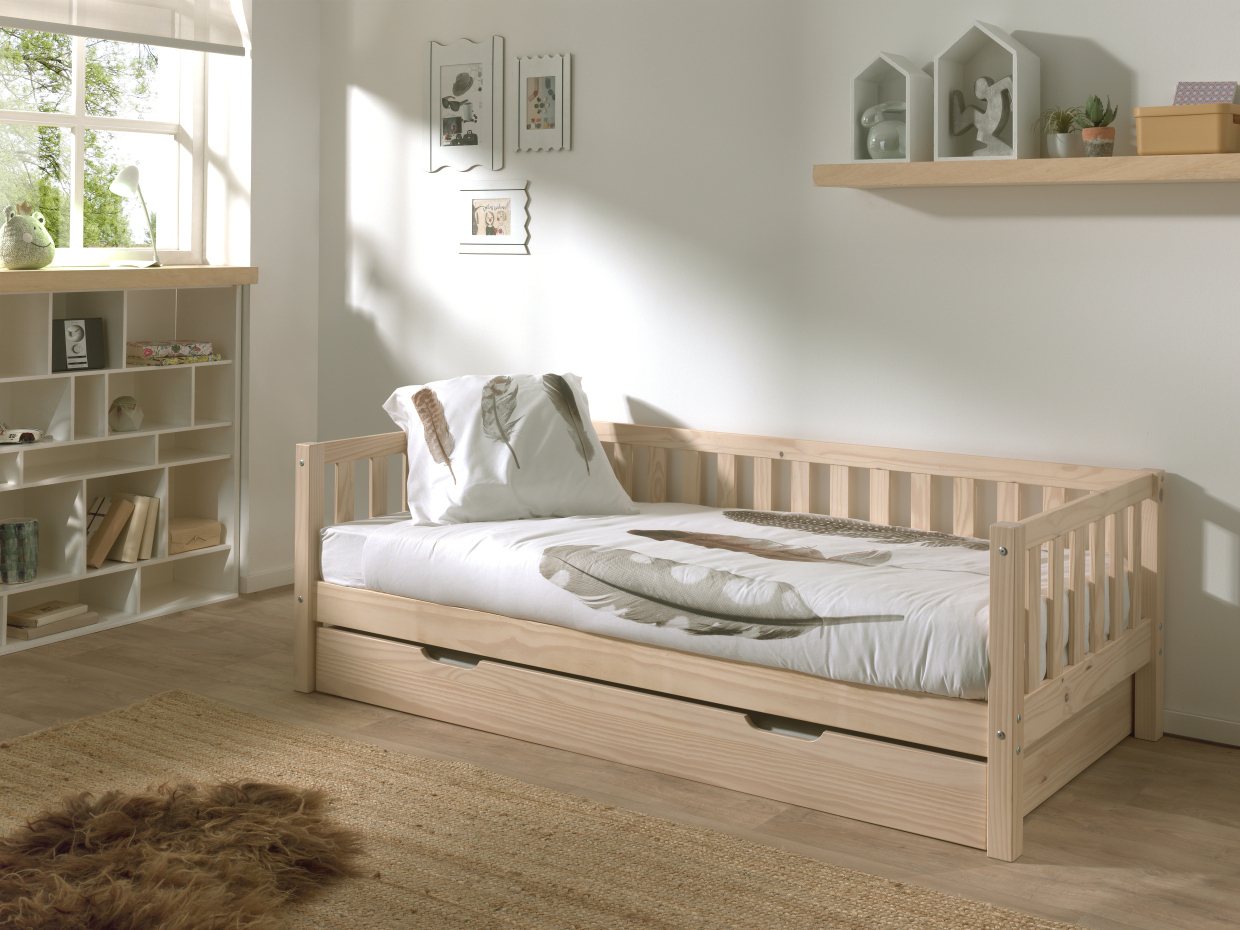 Kojenbett FRITZ - milky pine - mit Bettschublade - 90x200 cm