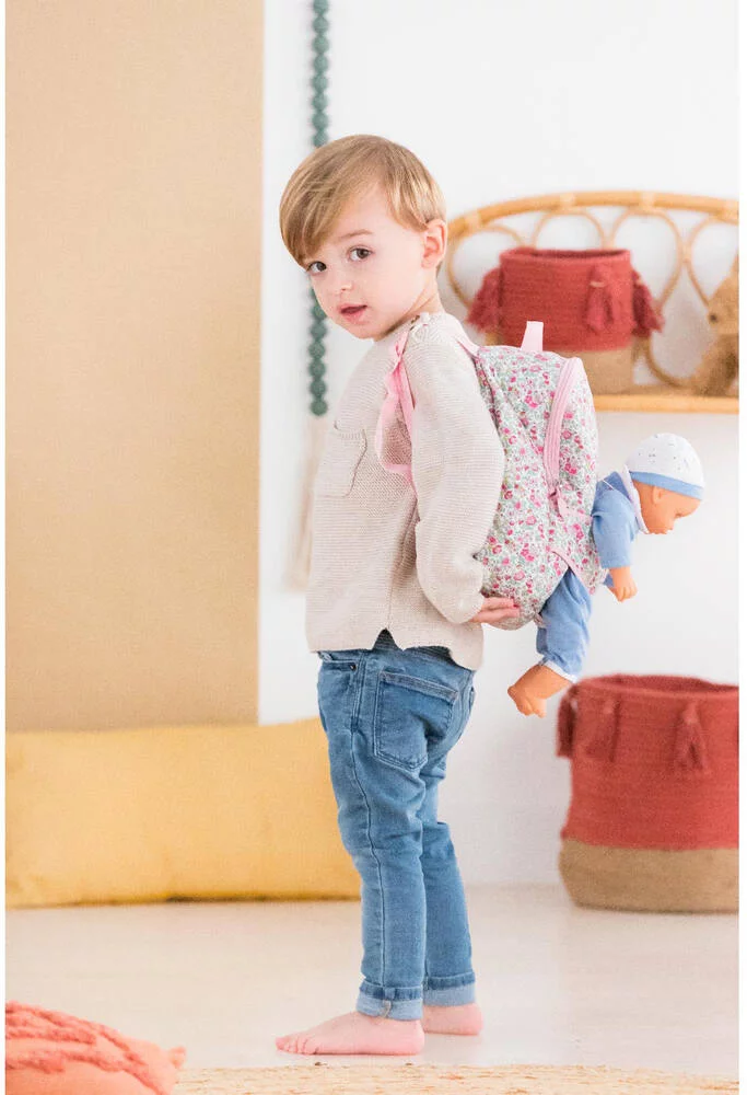 BB30 - SAC A DOS PORTE-POUPON FLEURI POUR POUPON 30 CM - COROLLE ACCESSOIRES