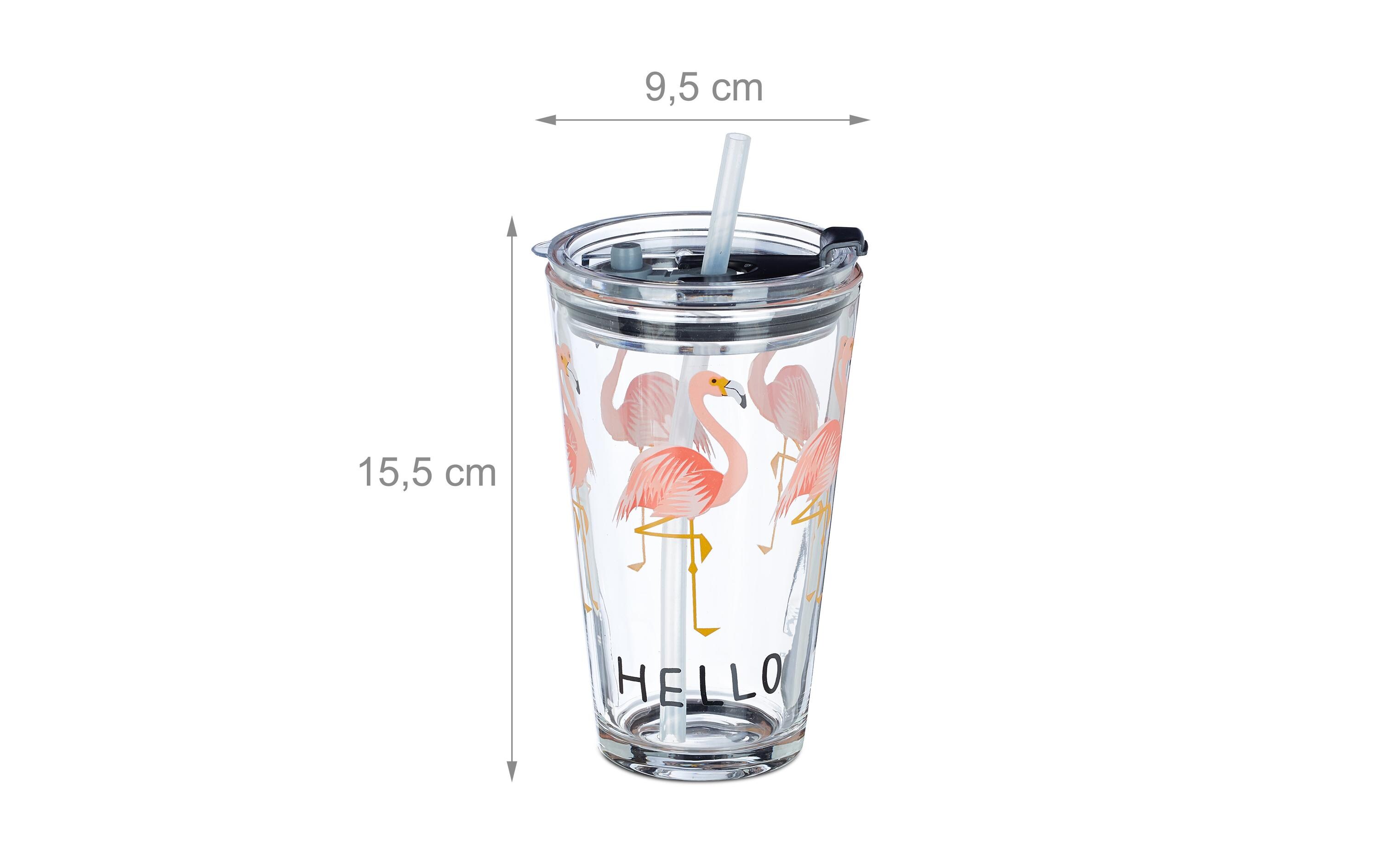 Trinkglas 4 Stück, 450 mlGlasbecher Flamingo
