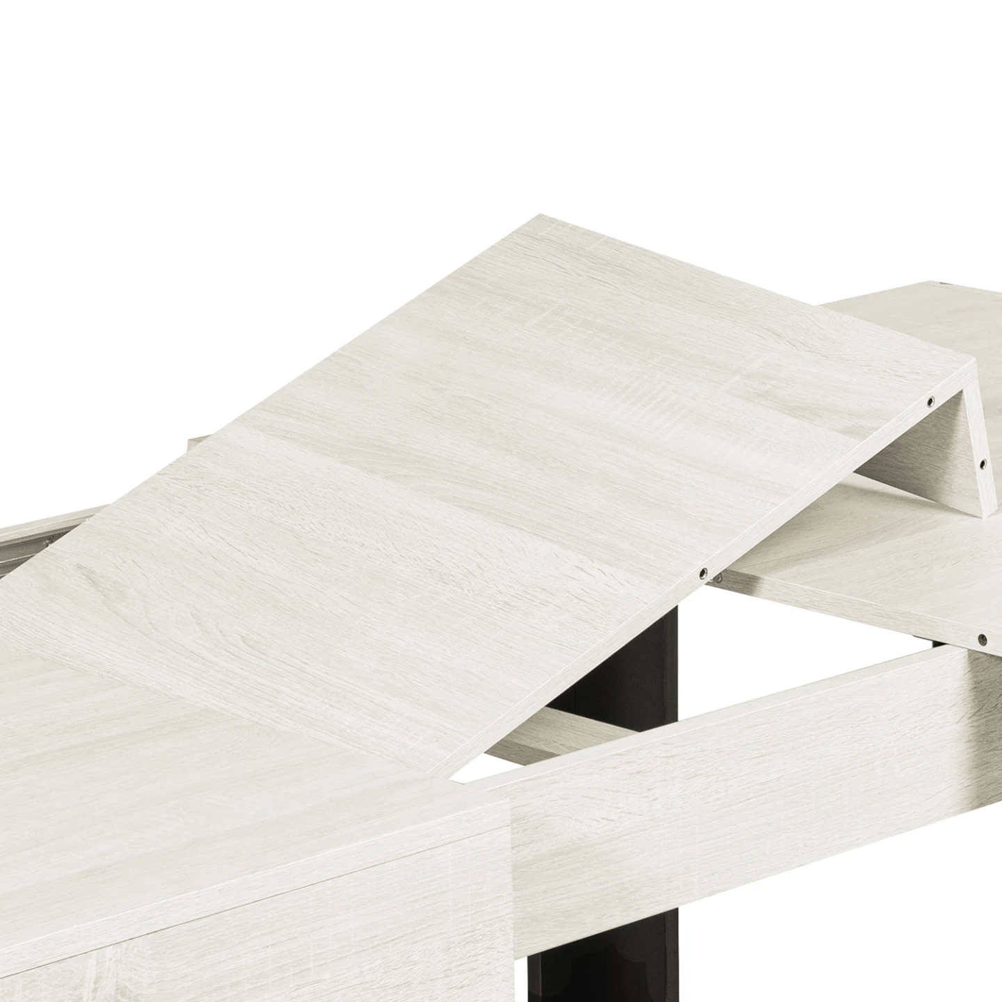 Table à manger extensible rectangle PHOENIX 4-8 personnes bois gris 160-200 cm